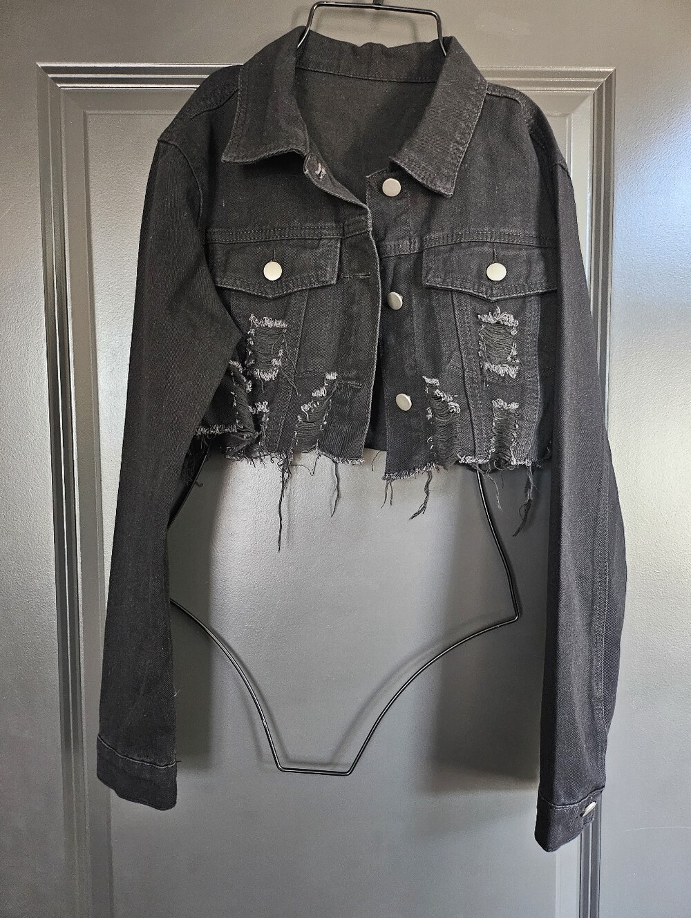 Black Denim Crop jacket